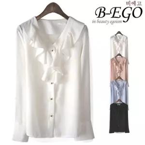 [비에고]U503_브이 러플 블라우스