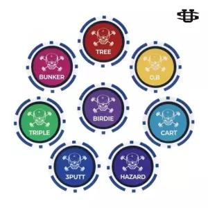 업셋 스컬 골프 게임칩 8종세트 다용도 지퍼백포함