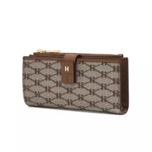 헤지스 액세서리 26SS [헤리아토] 브라운 시그니처패턴 가죽 중지갑 HIWA6E884W2