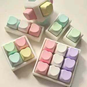 귀여운 파스텔 하트 키보드 딸깍이 키캡 피젯 토이 스트레스해소 손 장난감 키링 열쇠고리 3구 4구 6구 9구