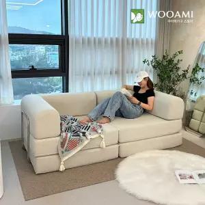우아미가구 콜모 3인용 접이식 모듈 패브릭 좌식 침대같은 소파베드