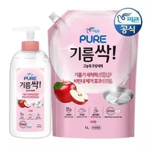 [피죤] 퓨어 기름싹 주방세제 사과 700ml 용기+1L 리필