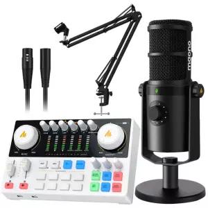 마오노 캐스터 AME2 Gen2 + PD400X 스트리밍 오디오 믹서 휴대용 블루투스 인터페이스 XLR USB 다이나믹 마이크 스탠드 화이트 패키지1
