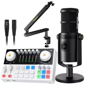 마오노 캐스터 AME2 Gen2 + PD400X 스트리밍 오디오 믹서 휴대용 블루투스 인터페이스 XLR USB 다이나믹 마이크 스탠드 화이트 패키지4