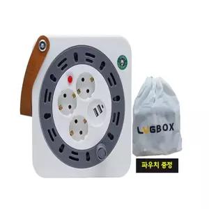 미니 릴선 3구+ 2구 USB 20M(23cmx15cm)/과부하차단/가죽손잡이 러그박스 큐브릴선 캠핑릴선 전기릴선 화이트그레이