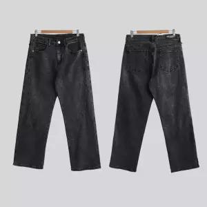 알렉스로간 696 커브절개라인 흑청 워싱진 / 남자 빅사이즈 세미와이드 청바지 남성 블랙진 테이퍼드핏 밴딩 스판 바이크 바이커