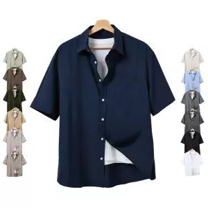 (L~6XL) 남자 여름 반팔 셔츠 오버핏 링클프리 스판 빅사이즈 13컬러 HC307