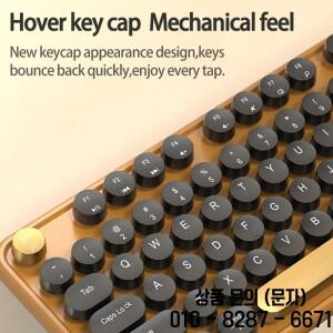 AULA AC306 무선 키보드 및 마우스 콤보 레트로 라운드 캡 오피스 엔터테인먼트용 풀 사이즈 104키 노트북