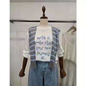 [갤러리아] LAP 레터링티셔츠 단가라니트 숄세트 AS7XT168