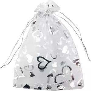 QianHAILIZZ 5 x 7 인치 100 개 하트 플라워 오르간자 주얼리 선물 파우치 캔디 드로스트링 결혼식 선호