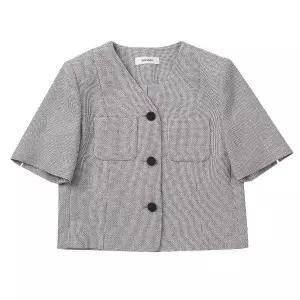[롯데백화점]쉬즈미스 체크 린넨 반팔 자켓 SWWJKP21190