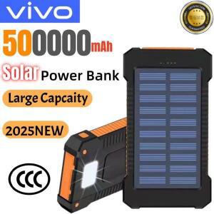 태양광 파워뱅크 500000mAh 초대용량 초고속 충전 휴대용 모바일 플래시라이트 외장 배터리