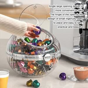 [호환품]대용량 커피 캡슐 보관함 정리함 팬트리 바 투명 보관 랙 티백 뚜껑