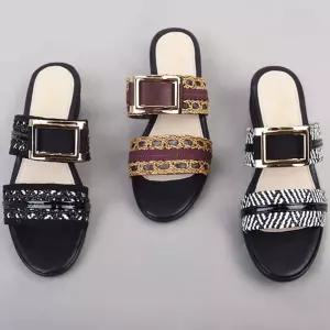 보따리D 버클 투스트랩 여성 웨지 통굽슬리퍼 키높이 여름 샌들