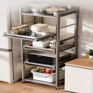 밥솥 수납장 주방 다층 정리대 틈새수납 이동식 레일