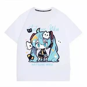 캐릭터 애니 티셔츠 반팔 티 애니메이션 테마 하츠네 미쿠 콜라보레이션 상품 미래의 의류 루즈핏 학생복