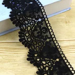 레이스 원단 옷 레이스 폭 DIY 8cm 블랙 1미터 부자재 A. 순면자수 1 도톰 사이즈
