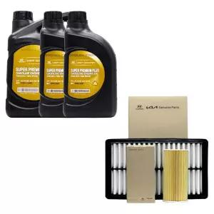 현대모비스 올뉴싼타페MX5 2.5 가솔린 순정 엔진오일 0W30 6리터 순정 오일필터 에어필터