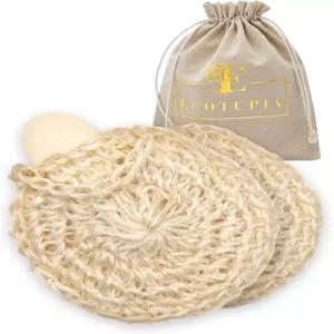 내추럴 루파 바디 스크러버 - 각질 제거 스펀지 비누 주머니가 있는 핸드웨븐 시살 아가베 아랍어 터키식