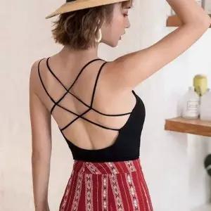 스트랩 크로스 여성 캡내장 나시티 끈나시 브라탑 이너웨어