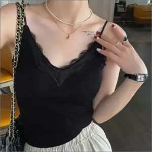 여성 4컬러 캡내장 나시 여름 브라탑 레이스 이너웨어 끈나시