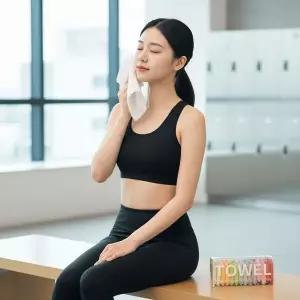 휴대용 코인 타월 14장 여행용 압축 물티슈 헬스장 세면 수건