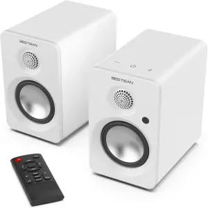 BESTISAN 블루투스 책장 스피커 3인치 우퍼가 장착된 30W X 2 전원 TV ARC/AUX/타입-C/블루투스