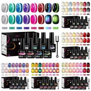 9개입 고양이 자석 젤 네일 폴리쉬 세트 스틱 포함) 글리터 효과 세미 퍼머넌트 쏙 오프 UV 바니쉬 아트 DI