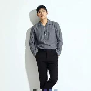 [파파브로][모로엠] 남성 오픈카라 헨리넥 미니멀 셔츠 DMG-SHA-Q4533412_24830863