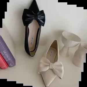 여자웨딩플랫 데일리 여성 구두 왕리본 플랫 슈즈 굽낮은 단화 1cm