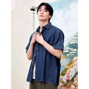 탑텐 TOPTEN 남성 COOL 데님 오버핏 반팔 셔츠_MSF2WC1525 MSF2WC1525 430809