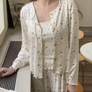 스판 파자마 나시 3피스 브라캡 긴팔 잠옷 노브라 쓰리