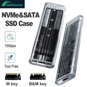 M.2 NVME SATA SSD 케이스 USB3.1 Gen1 투명 외장형 하드 디스크 박스 도구  10Gbps 인클로저 어댑터 2230