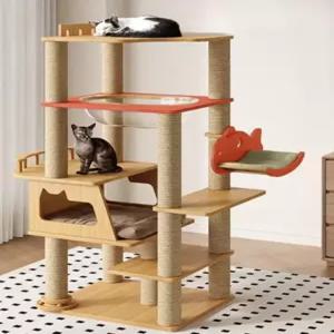 대형 캣타워 원목 스크래쳐 캣폴 부식방지 반려묘 쉼터 다층 놀이터