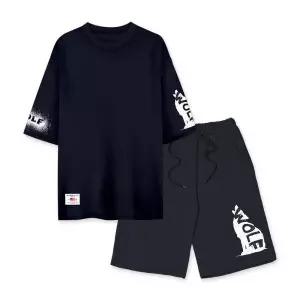 남여공용 빅사이즈 트레이닝 세트 울프 반바지세트 - 네이비 2307137 J