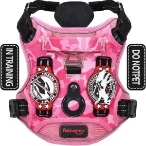 페트나니 중형견을 위한 튼튼한 노 풀 도그 하네스 통기성 몰 시스템이 장착된 서비스 조끼 및 작업 훈련