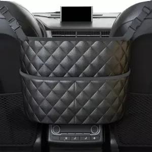 버클이 달린 CNHDCET 가죽 카시트 갭 관리기 휴대폰 지갑 카키 SUV 범용 보관 메쉬 백 트럭 키용 설치 및