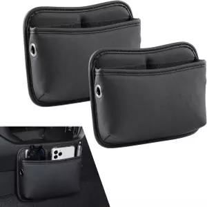 허그윗 2 PCS 카시트 사이드 포켓 정리함 PU 가죽 미니 수납 도어 콘솔 대시보드 휴대폰 열쇠 선글라스