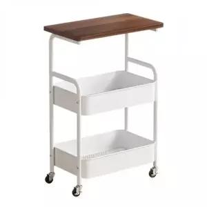 (색상 이동 트롤리 화이트-DM684)[cm00407]트레일러 선반 테이블 보드 포함 이동 바퀴 달린 가정용 잡화 수