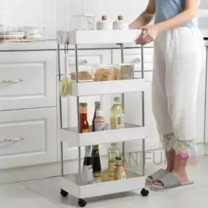 ( )스틸 바퀴달린선반 4단 구석선반 이동식 틈새선반 틈새트롤리 세탁실트롤리 22cm 틈새수납