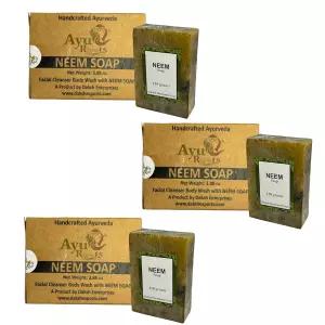 진정한 인도 장인 정신으로 제작된 아유루트 아유르베딕 님 비누 바 얼굴과 몸을 위한 3.88온스의 천연