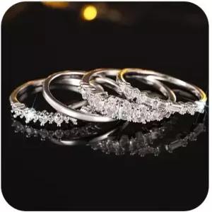 925 스털링 실버 큐빅 지르코니아 4피스 여성용 반지 세트 기하학적 스태커블 밴드 반짝이는 약혼 결혼식