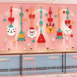 크마스 산타 눈사람 트리 겨울 장식 스티커 창문 연말