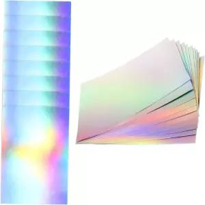 HOMSFOU 50pcs 수제 프로젝트를 위한 홀로그램 공예 종이 반사 접기 소년 소녀 활동을 밝은 양면 장식