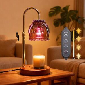 타이머가 있는 캔들 워머 램프와 디머 4단계 디밍 가능한 꽃등 열 램프, 높이 조절 가능 거실 침실용 모던 귀여운 홈 데코, 친구 연인을 위한 최고의 선물 보라색