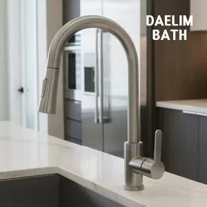 [DAELIM]대림바스 거위목 싱크대 수전 원홀 니켈 DL-K2119SN