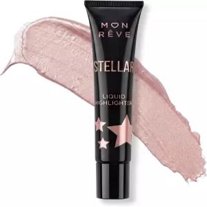 몬 리비어 스텔라 리퀴드 형광펜 메이크업 페이스 위 마이크로 펄을 위한 듀이 자연스러운 빛나는 피부를