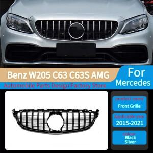 메르세데스 벤츠 W205 C63 AMG 2015- GT 스타일 프론트 그릴 상단 범퍼 후드 메쉬 그리드 바디 키트 튜닝