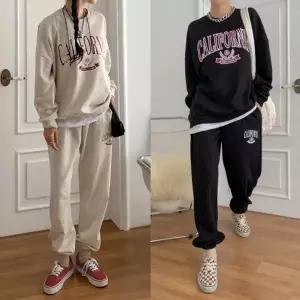 여성 레이어드 면 레터링 맨투맨 조거팬츠 트레이닝 세트 츄리닝 셋업 -WPST0139- 봄 가을