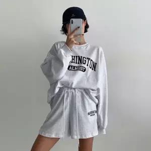 여성 면 레터링 맨투맨 긴팔티 반바지 세트 츄리닝 트레이닝 -WPST0448- 봄 가을